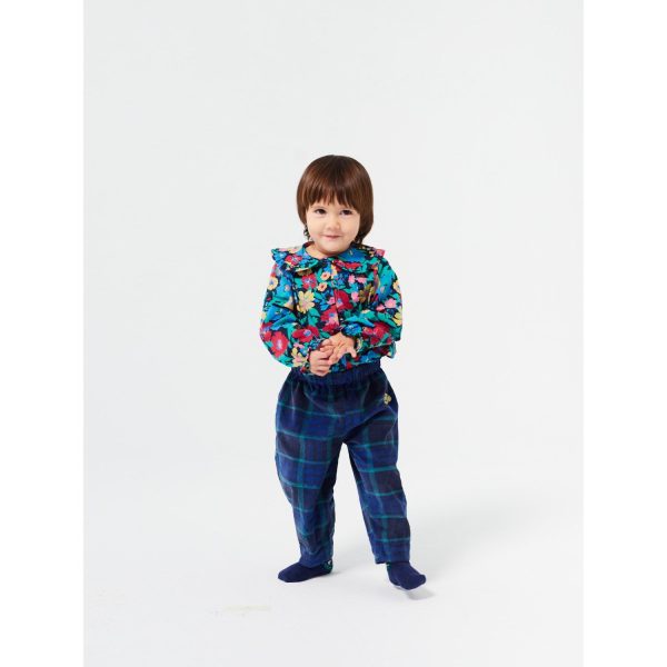 Bobo Choses Midnight Blue Baby Check Bc Velvet Baggy Bukser Online