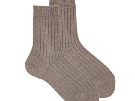 Cóndor Sand Extrafine Merino Wool Rib Strømper Fashion