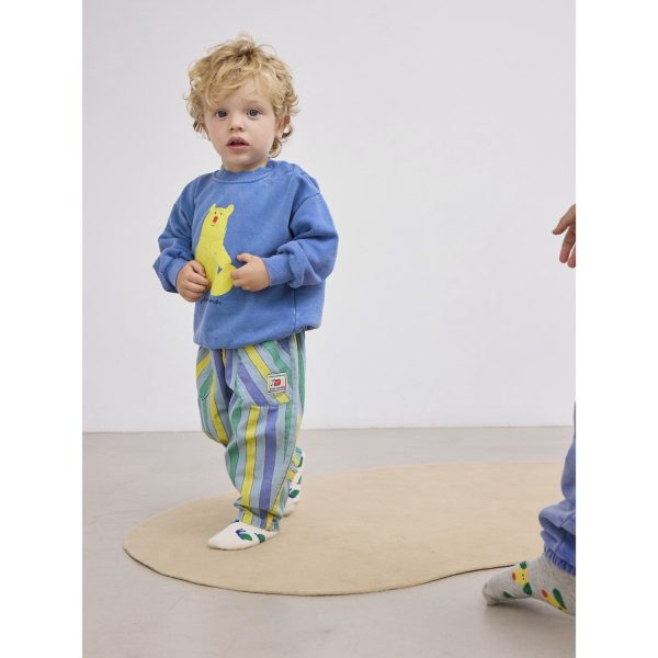 Bobo Choses Lys Blue Multicolor Stripes Denim Bukser Online now